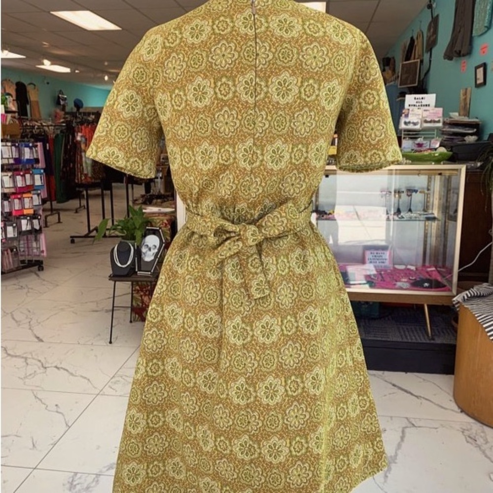 Vintage Chartreuse Floral Dress